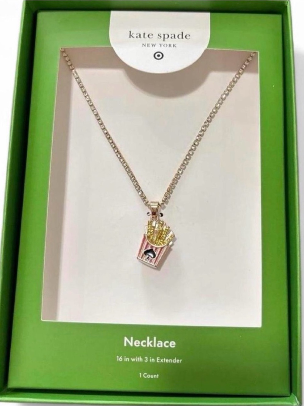 kate spade Pink and Gold French Fry Charm Necklace